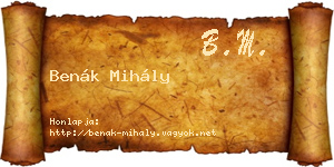 Benák Mihály névjegykártya